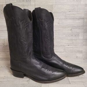 Men's Vintage Justin Western Black Leather Rodeo Cowboy Boots Size 10.5 USA Made